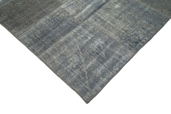 Kırk Yama Gri Patchwork Pamuk Yün El Dokuma Halısı 198x300 Agacan