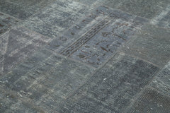 Kırk Yama Gri Patchwork Pamuk Yün El Dokuma Halısı 198x300 Agacan