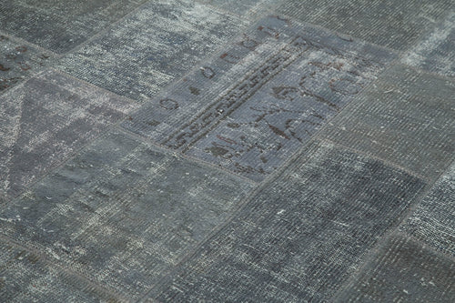 Kırk Yama Gri Patchwork Pamuk Yün El Dokuma Halısı 198x300 Agacan