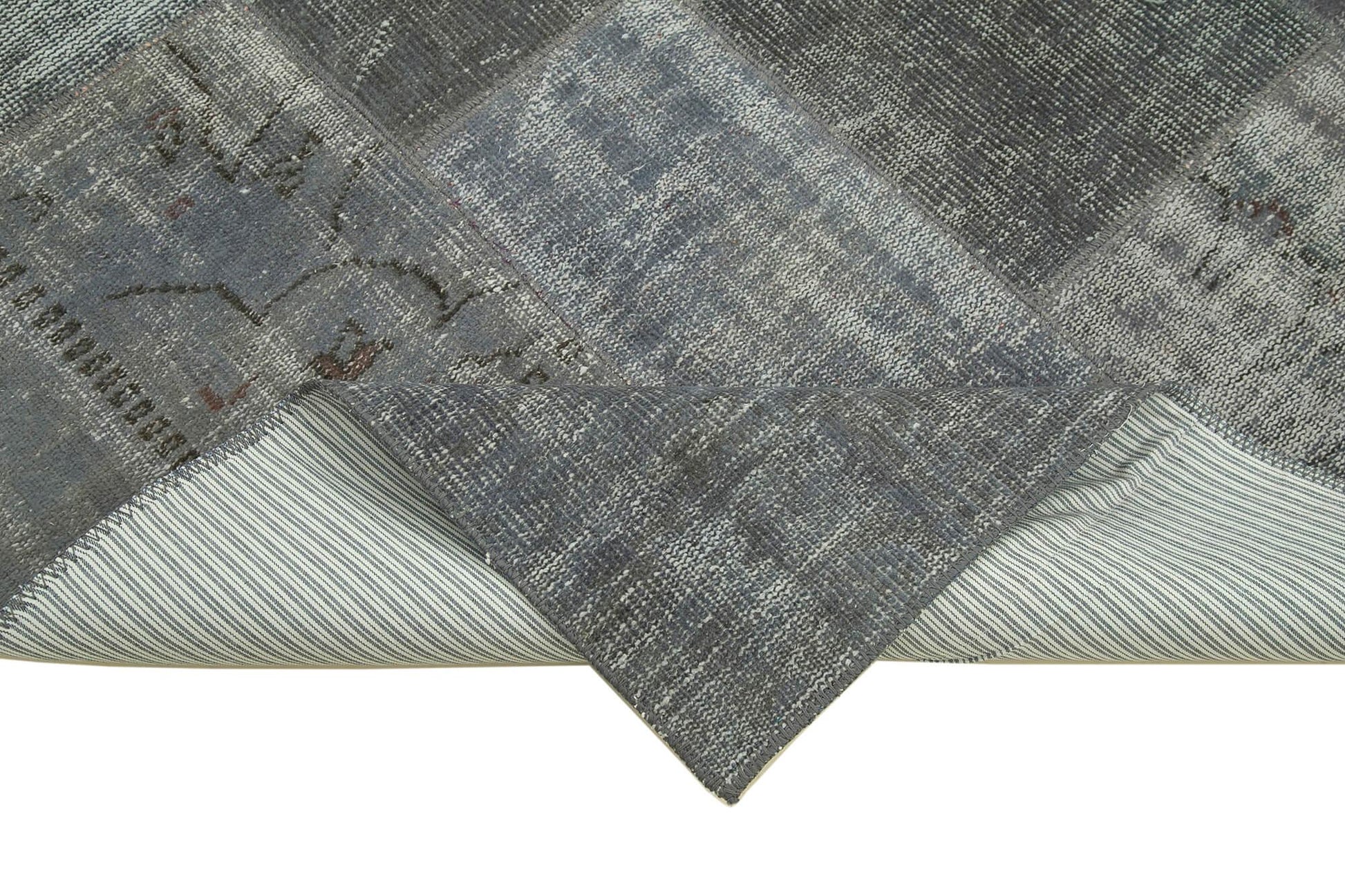 Kırk Yama Gri Patchwork Pamuk Yün El Dokuma Halısı 198x300 Agacan