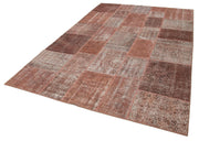 Kırk Yama Kahverengi Patchwork Pamuk Yün El Dokuma Halısı 198x300 Agacan