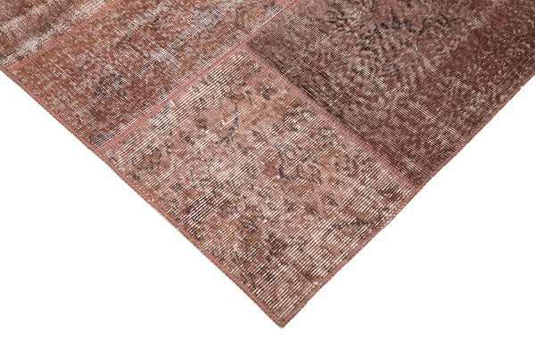 Kırk Yama Kahverengi Patchwork Pamuk Yün El Dokuma Halısı 198x300 Agacan