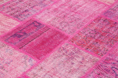 Kırk Yama Pembe Patchwork Pamuk Yün El Dokuma Halısı 206x304 Agacan