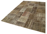 Kırk Yama Kahverengi Patchwork Pamuk Yün El Dokuma Halısı 195x300 Agacan
