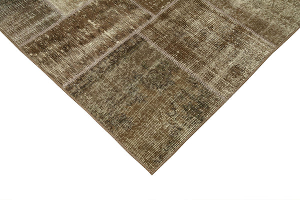 Kırk Yama Kahverengi Patchwork Pamuk Yün El Dokuma Halısı 195x300 Agacan