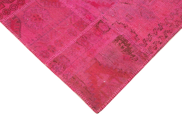 Kırk Yama Pembe Patchwork Pamuk Yün El Dokuma Halısı 149x202 Agacan