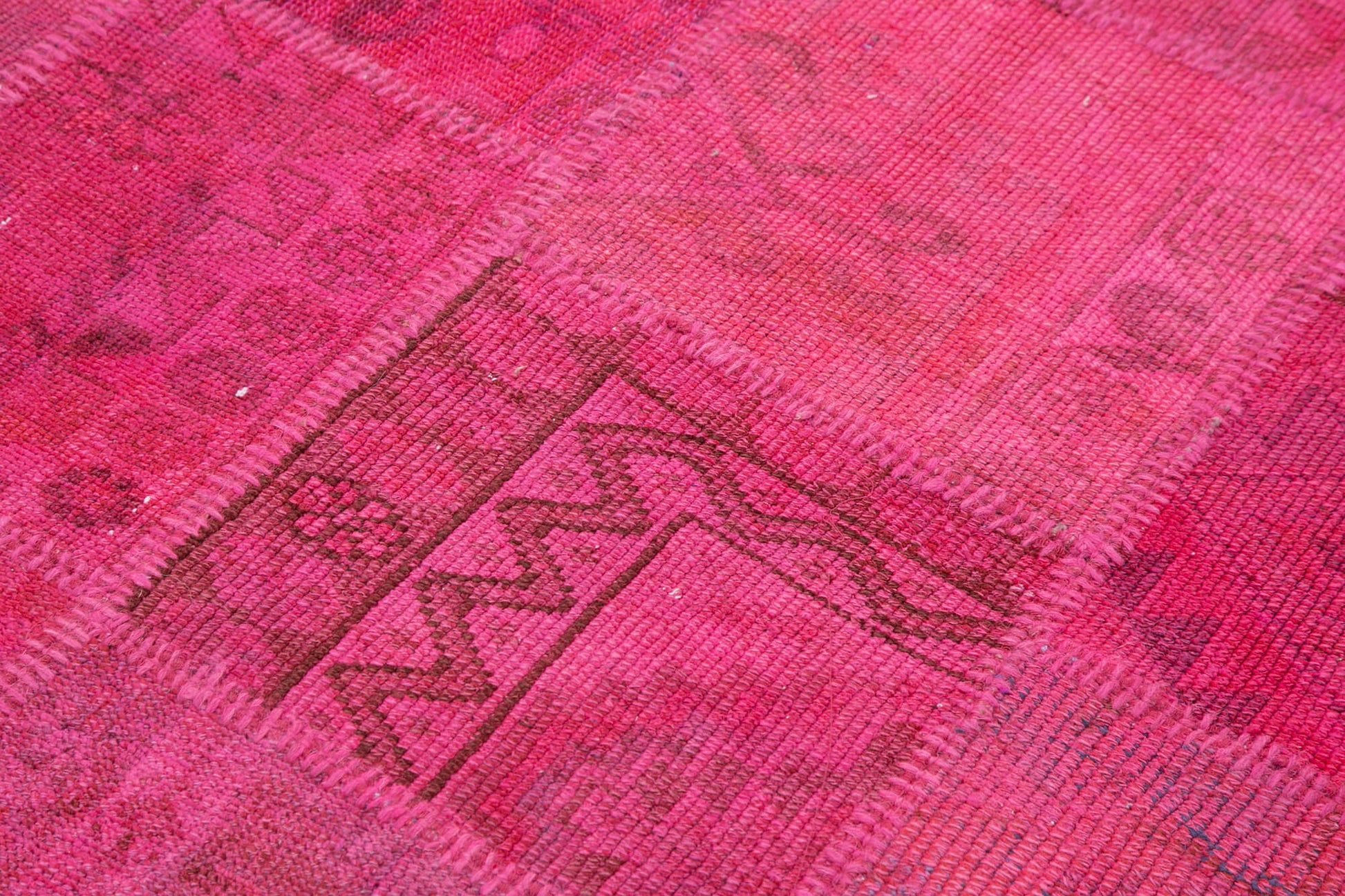 Kırk Yama Pembe Patchwork Pamuk Yün El Dokuma Halısı 149x202 Agacan