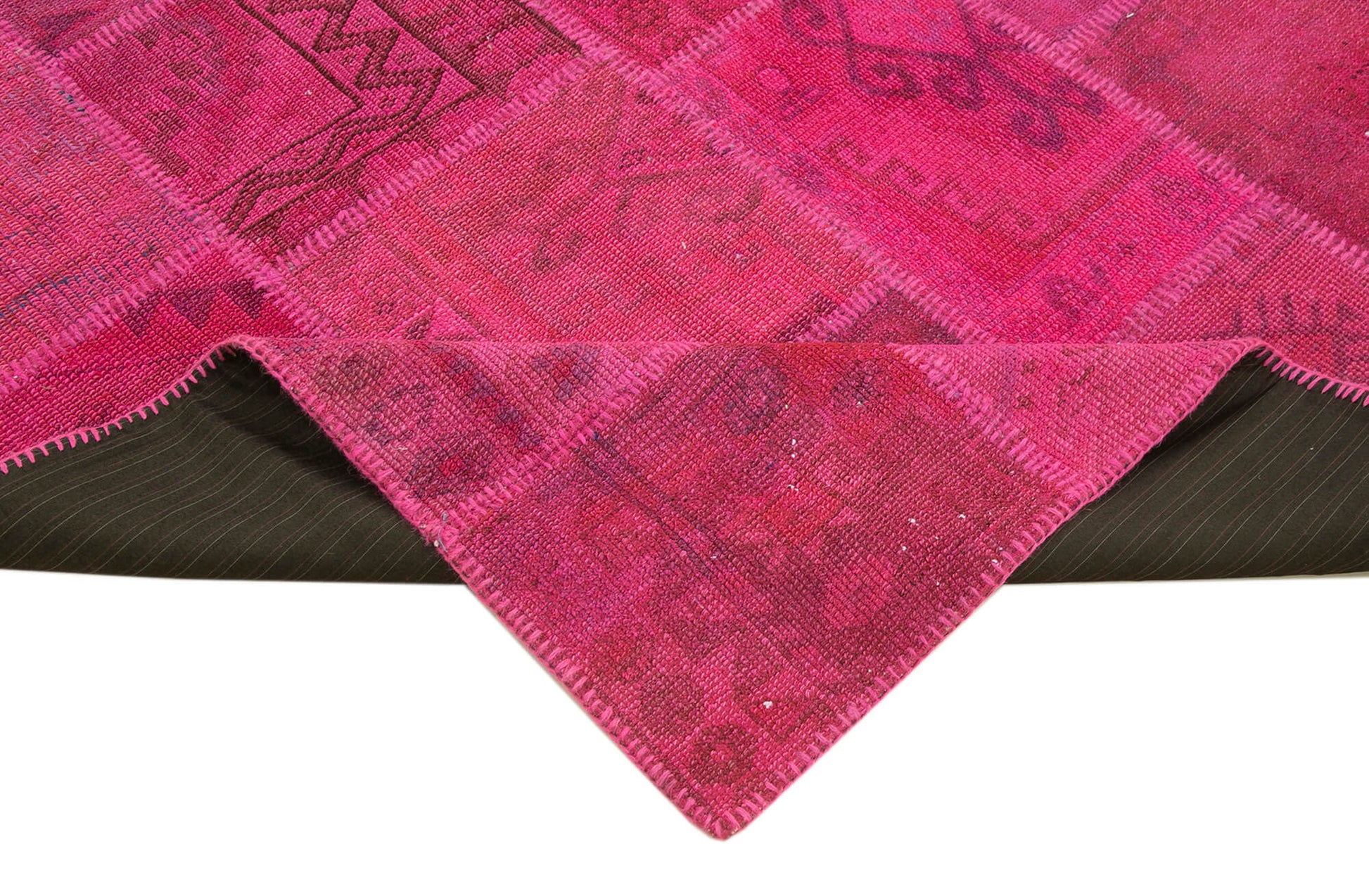 Kırk Yama Pembe Patchwork Pamuk Yün El Dokuma Halısı 149x202 Agacan
