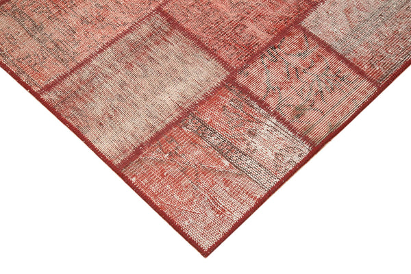 Kırk Yama Kırmızı Patchwork Pamuk Yün El Dokuma Halısı 142x195 Agacan