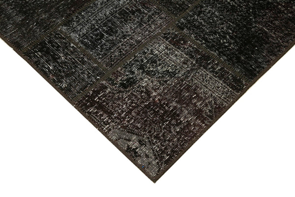 Kırk Yama Siyah Patchwork Pamuk Yün El Dokuma Halısı 137x200 Agacan