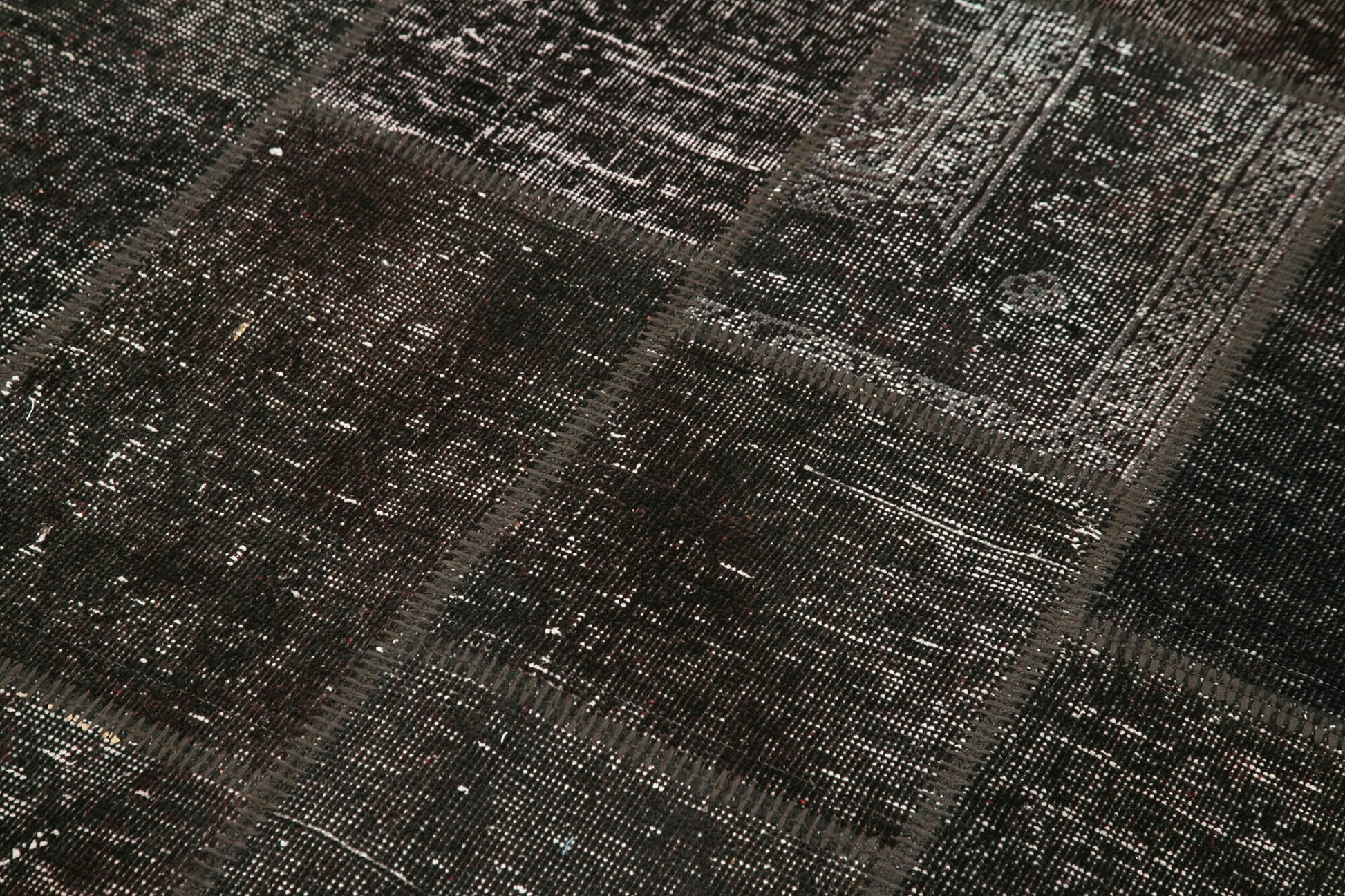 Kırk Yama Siyah Patchwork Pamuk Yün El Dokuma Halısı 137x200 Agacan