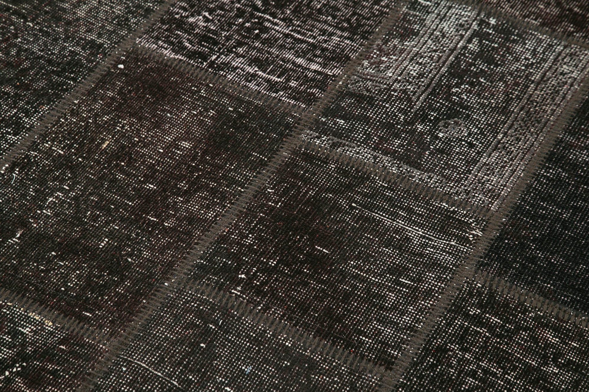 Kırk Yama Siyah Patchwork Pamuk Yün El Dokuma Halısı 137x200 Agacan