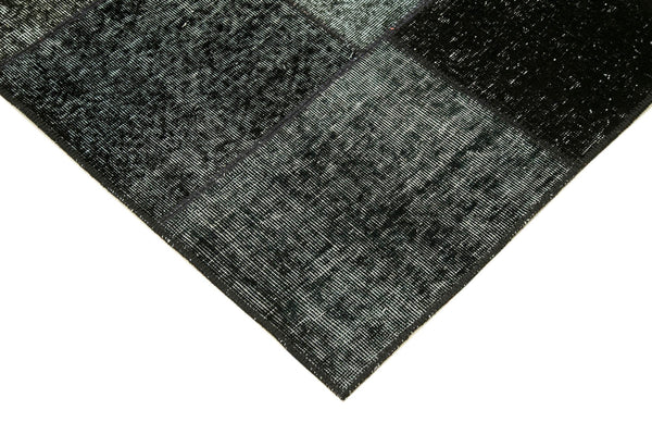 Kırk Yama Siyah Patchwork Pamuk Yün El Dokuma Halısı 144x202 Agacan
