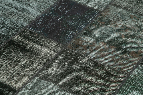 Kırk Yama Siyah Patchwork Pamuk Yün El Dokuma Halısı 144x202 Agacan