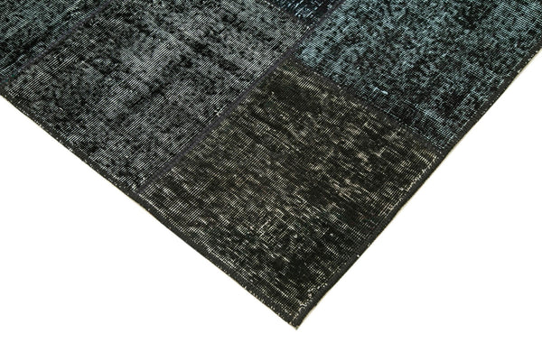 Kırk Yama Siyah Patchwork Pamuk Yün El Dokuma Halısı 145x201 Agacan
