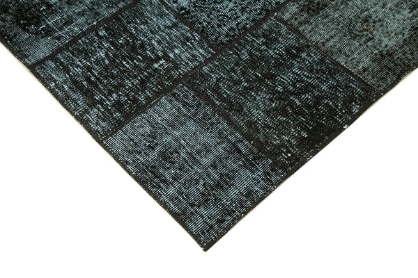 Kırk Yama Siyah Patchwork Pamuk Yün El Dokuma Halısı 145x204 Agacan