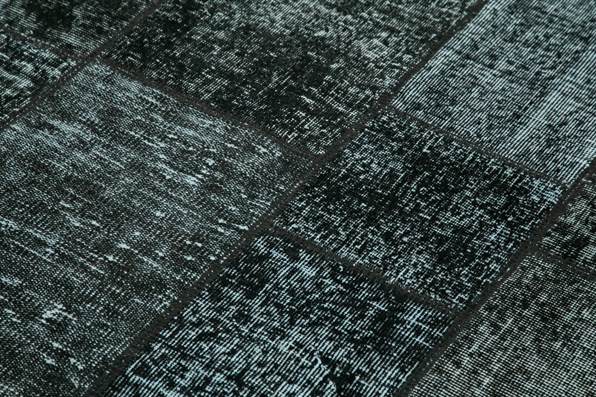 Kırk Yama Siyah Patchwork Pamuk Yün El Dokuma Halısı 145x204 Agacan