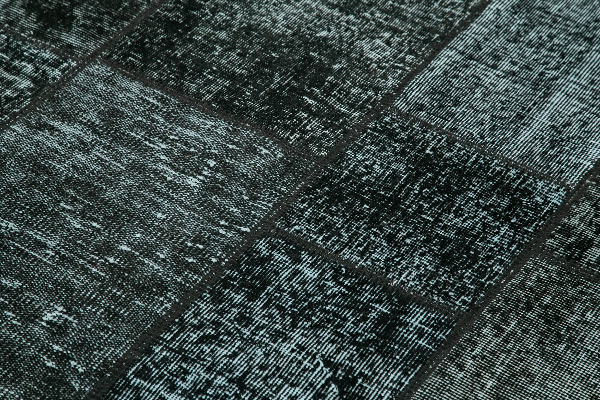 Kırk Yama Siyah Patchwork Pamuk Yün El Dokuma Halısı 145x204 Agacan