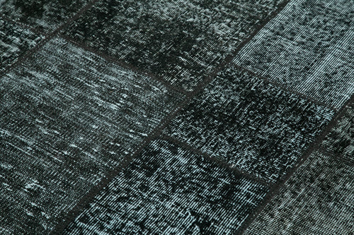 Kırk Yama Siyah Patchwork Pamuk Yün El Dokuma Halısı 145x204 Agacan