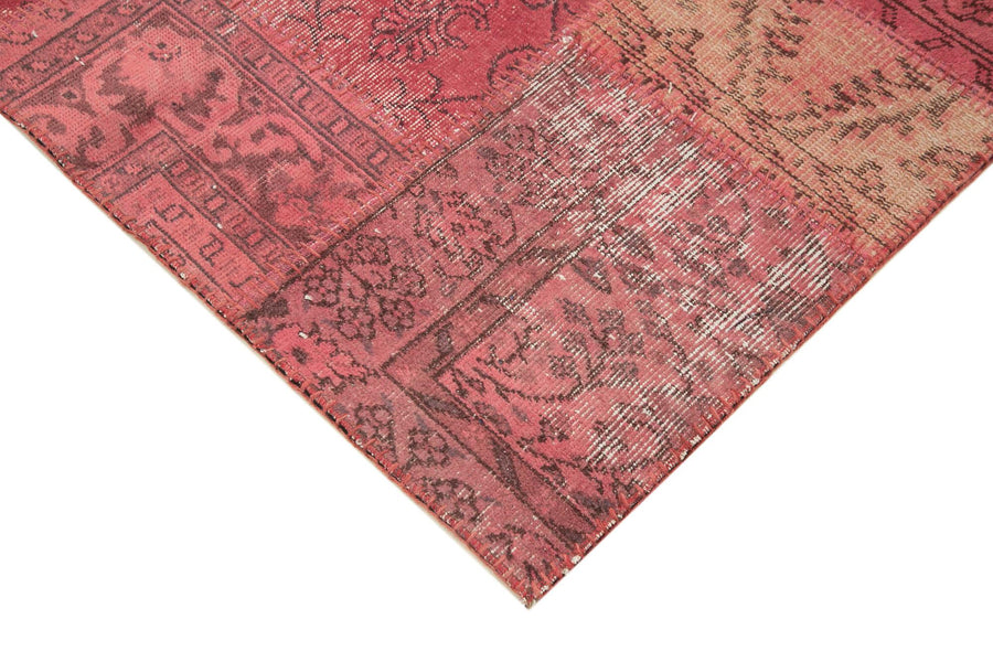 Pembe El Dokuma Halı Gri Detaylı Patchwork 120x196 cm – Oturma odası kullanımı