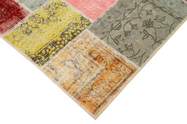 Kırk Yama Mavi Patchwork Pamuk Yün El Dokuma Halısı 143x199 Agacan