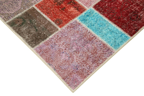 Kırk Yama Mavi Patchwork Pamuk Yün El Dokuma Halısı 143x206 Agacan