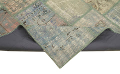 Kırk Yama Mavi Patchwork Pamuk Yün El Dokuma Halısı 140x204 Agacan