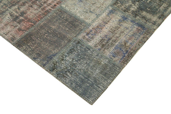 Kırk Yama Gri Patchwork Pamuk Yün El Dokuma Halısı 150x210 Agacan