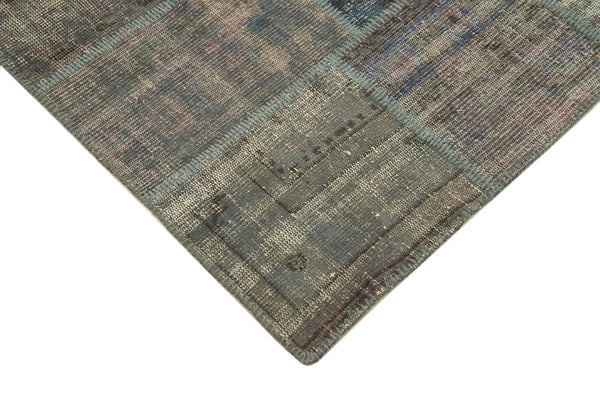 Kırk Yama Gri Patchwork Pamuk Yün El Dokuma Halısı 149x209 Agacan