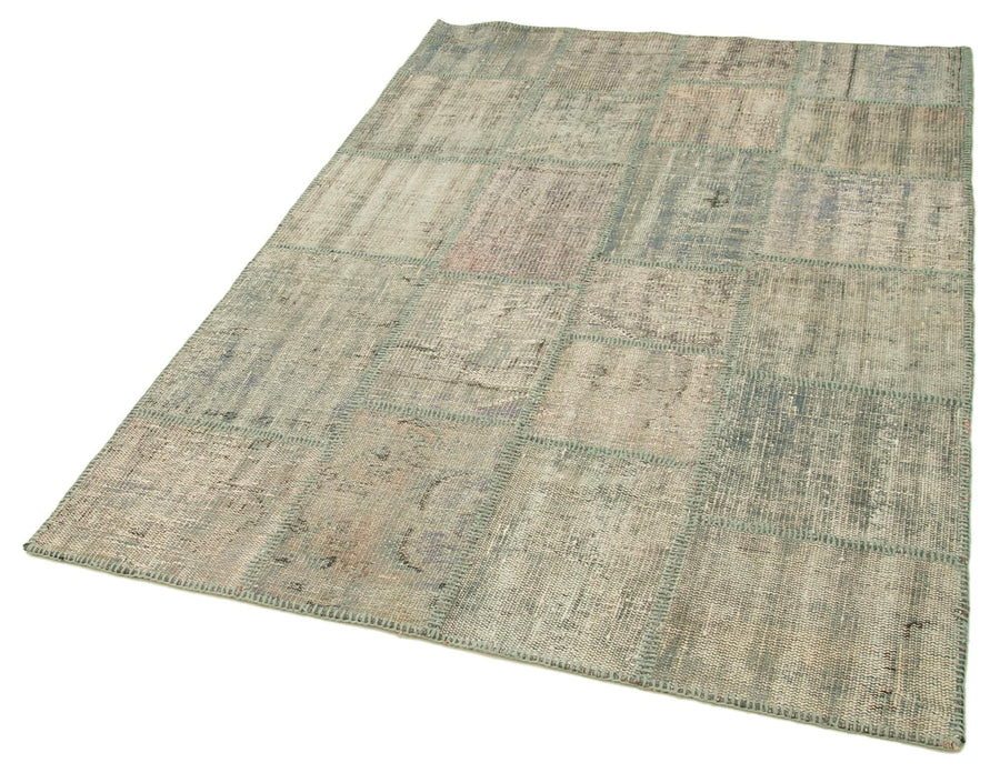 Kırk Yama Gri Patchwork Pamuk Yün El Dokuma Halısı 139x205 Agacan