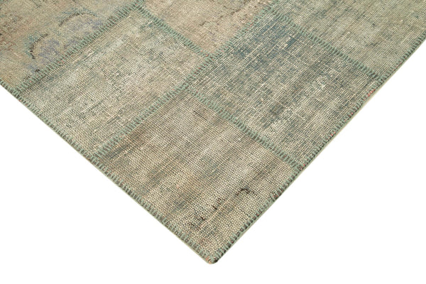 Kırk Yama Gri Patchwork Pamuk Yün El Dokuma Halısı 139x205 Agacan