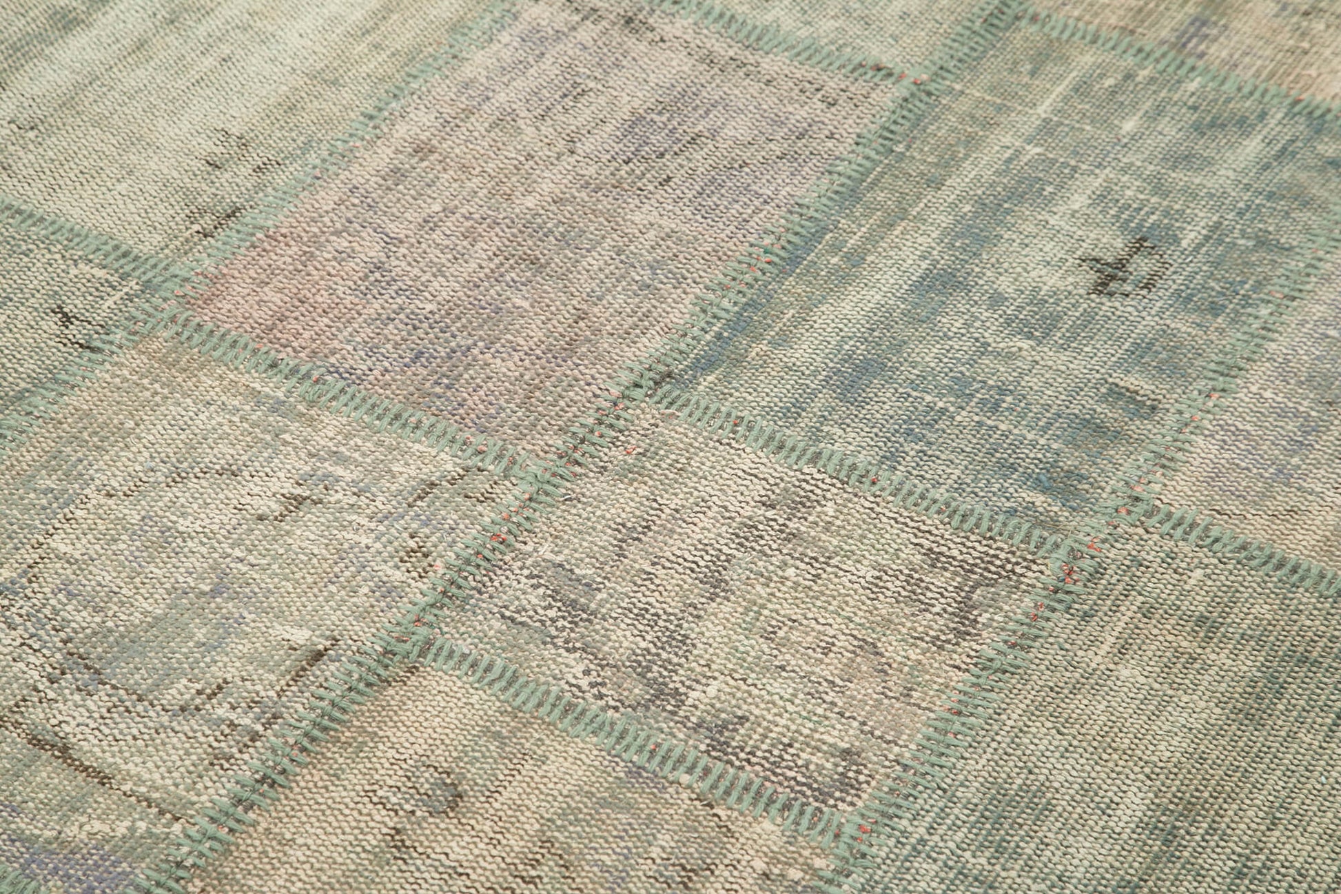 Kırk Yama Gri Patchwork Pamuk Yün El Dokuma Halısı 139x205 Agacan