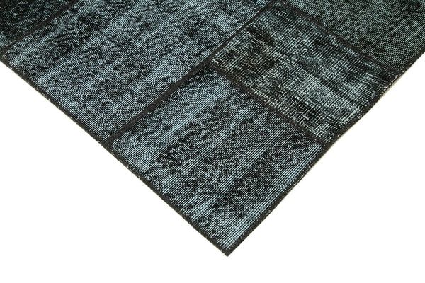 Kırk Yama Siyah Patchwork Pamuk Yün El Dokuma Halısı 145x202 Agacan