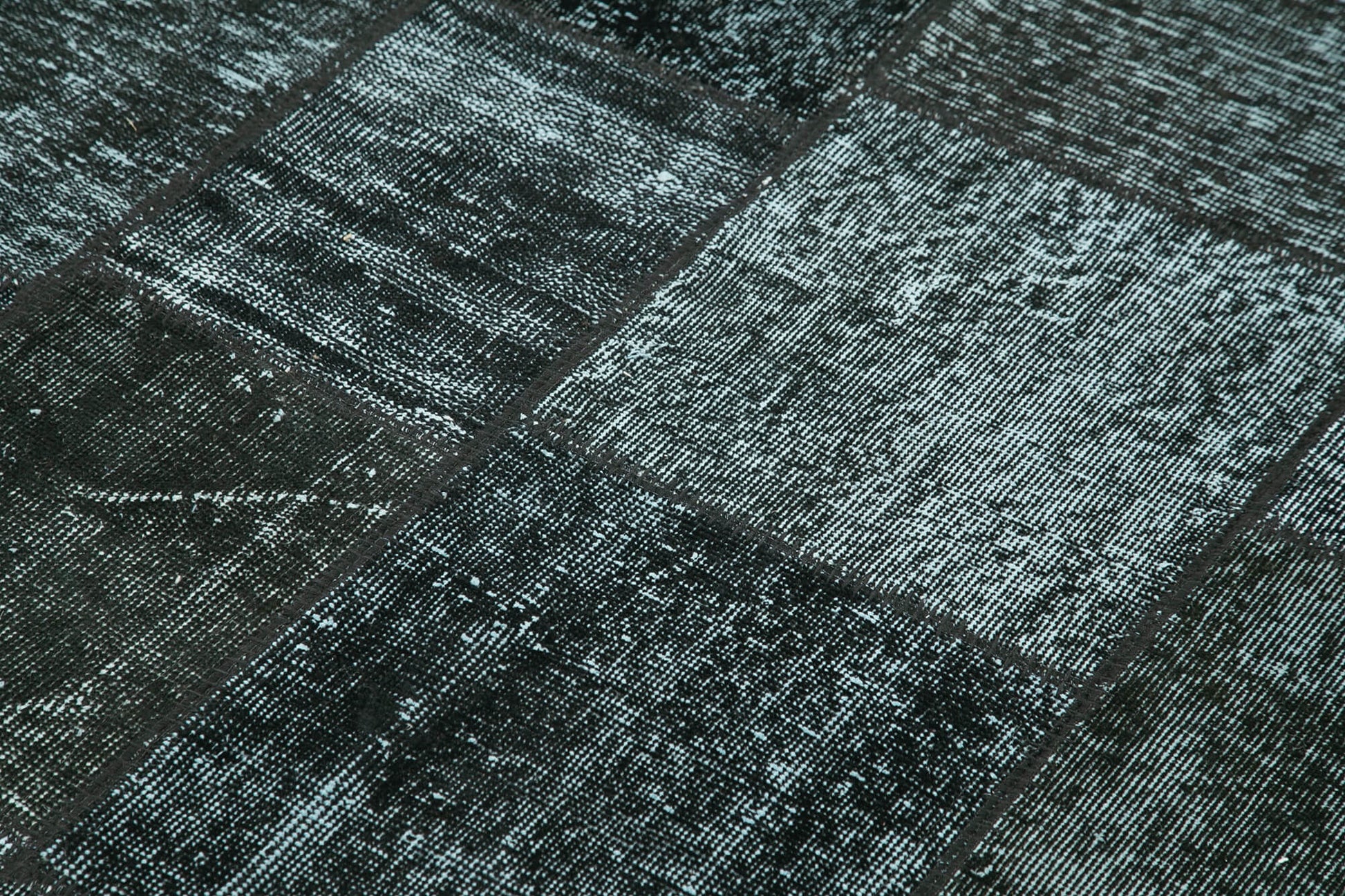 Kırk Yama Siyah Patchwork Pamuk Yün El Dokuma Halısı 145x202 Agacan