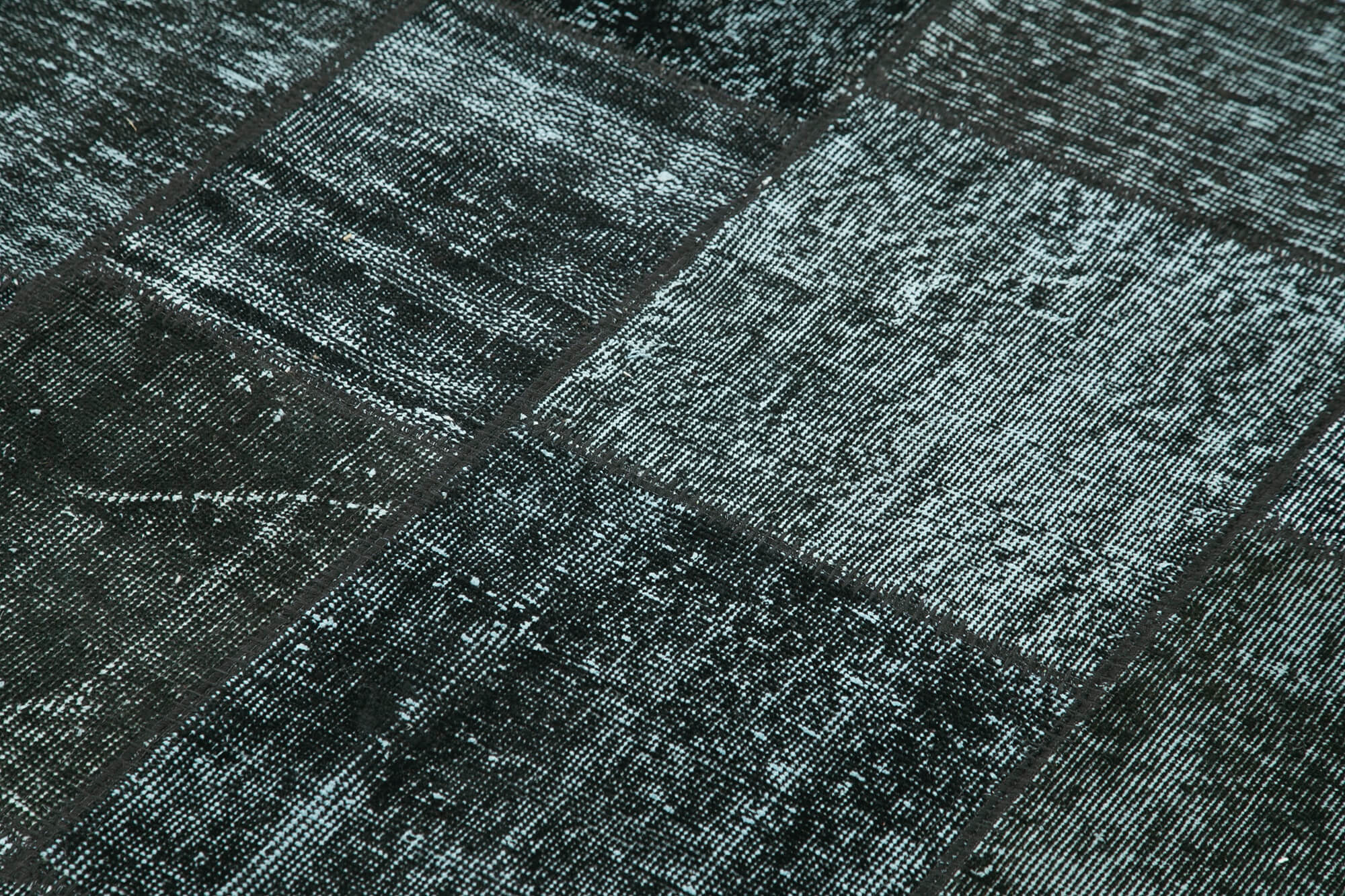 Kırk Yama Siyah Patchwork Pamuk Yün El Dokuma Halısı 145x202 Agacan