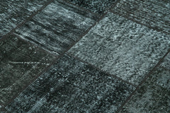 Kırk Yama Siyah Patchwork Pamuk Yün El Dokuma Halısı 145x202 Agacan