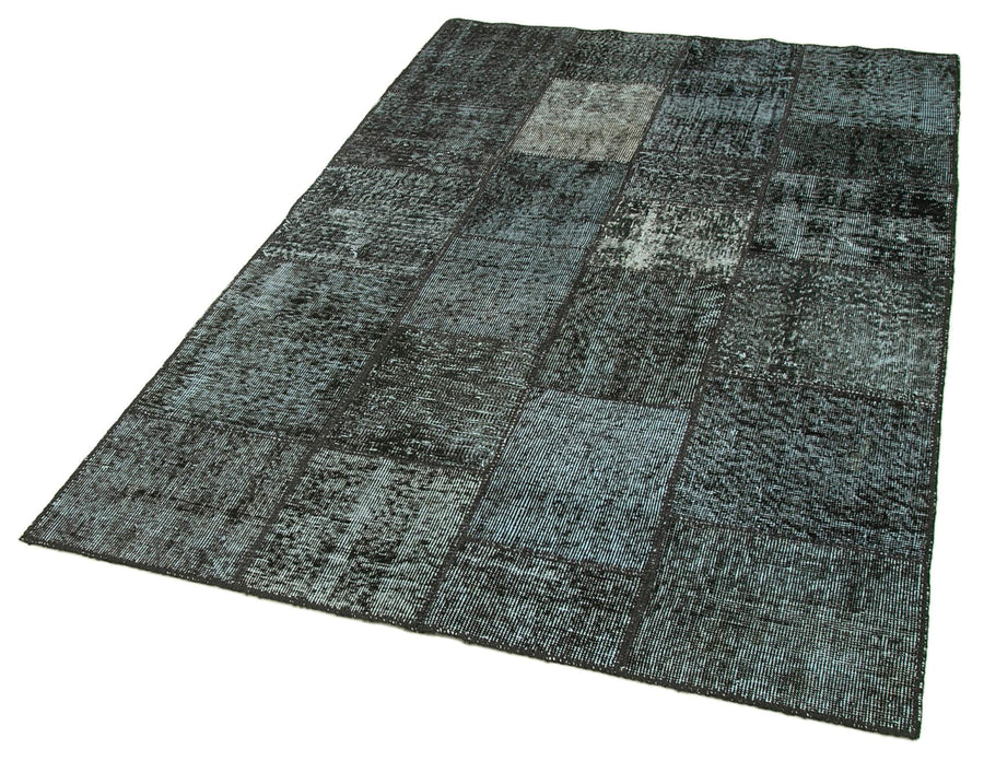 Kırk Yama Siyah Patchwork Pamuk Yün El Dokuma Halısı 134x204 Agacan