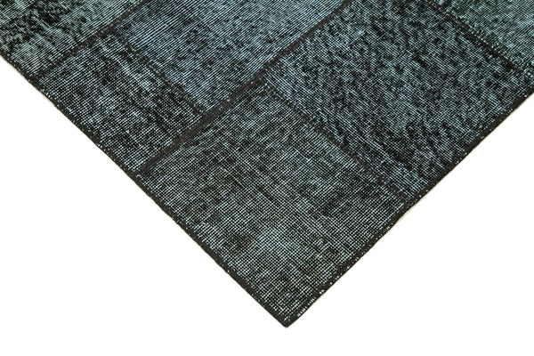 Kırk Yama Siyah Patchwork Pamuk Yün El Dokuma Halısı 134x204 Agacan