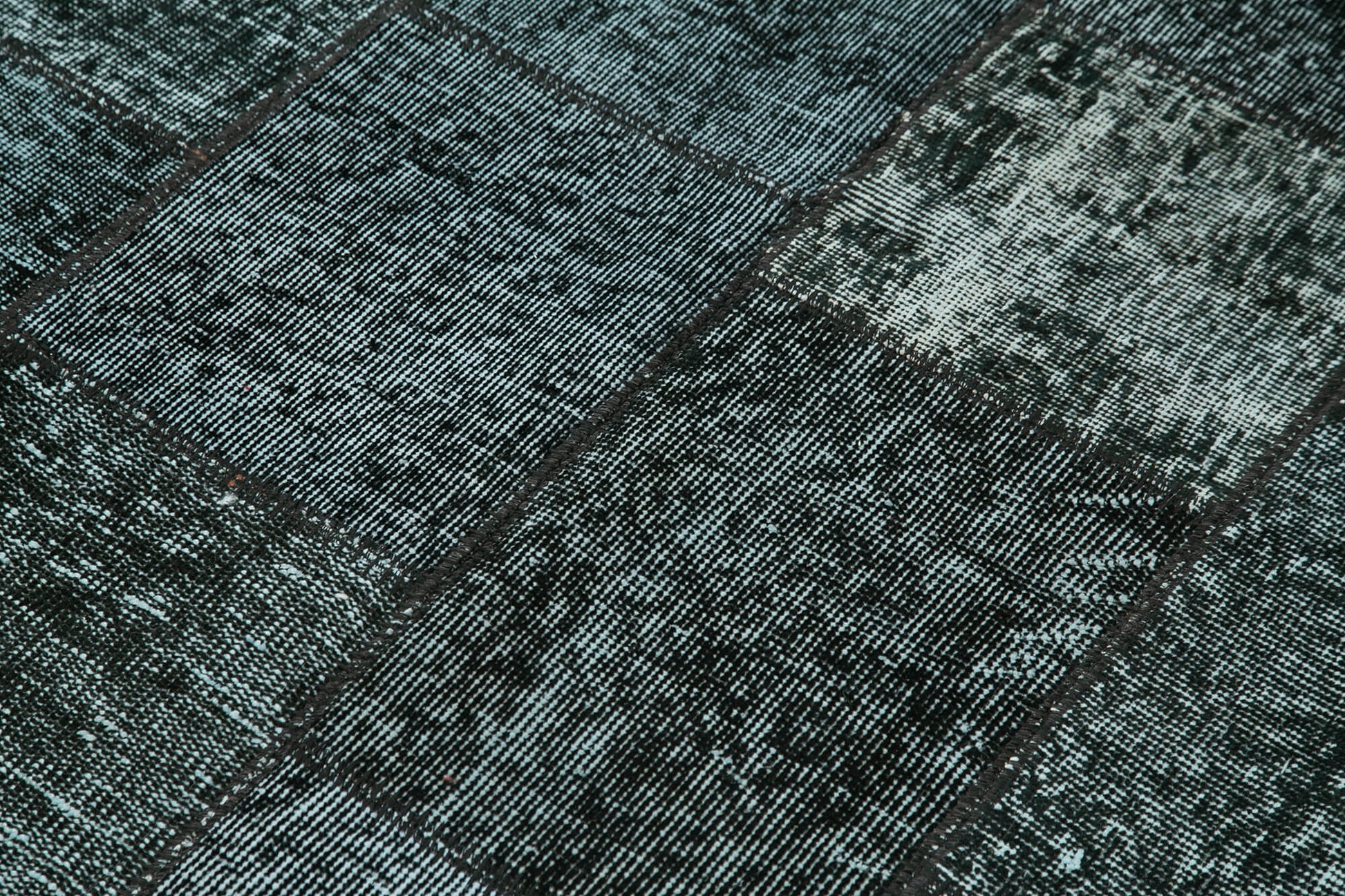 Kırk Yama Siyah Patchwork Pamuk Yün El Dokuma Halısı 134x204 Agacan