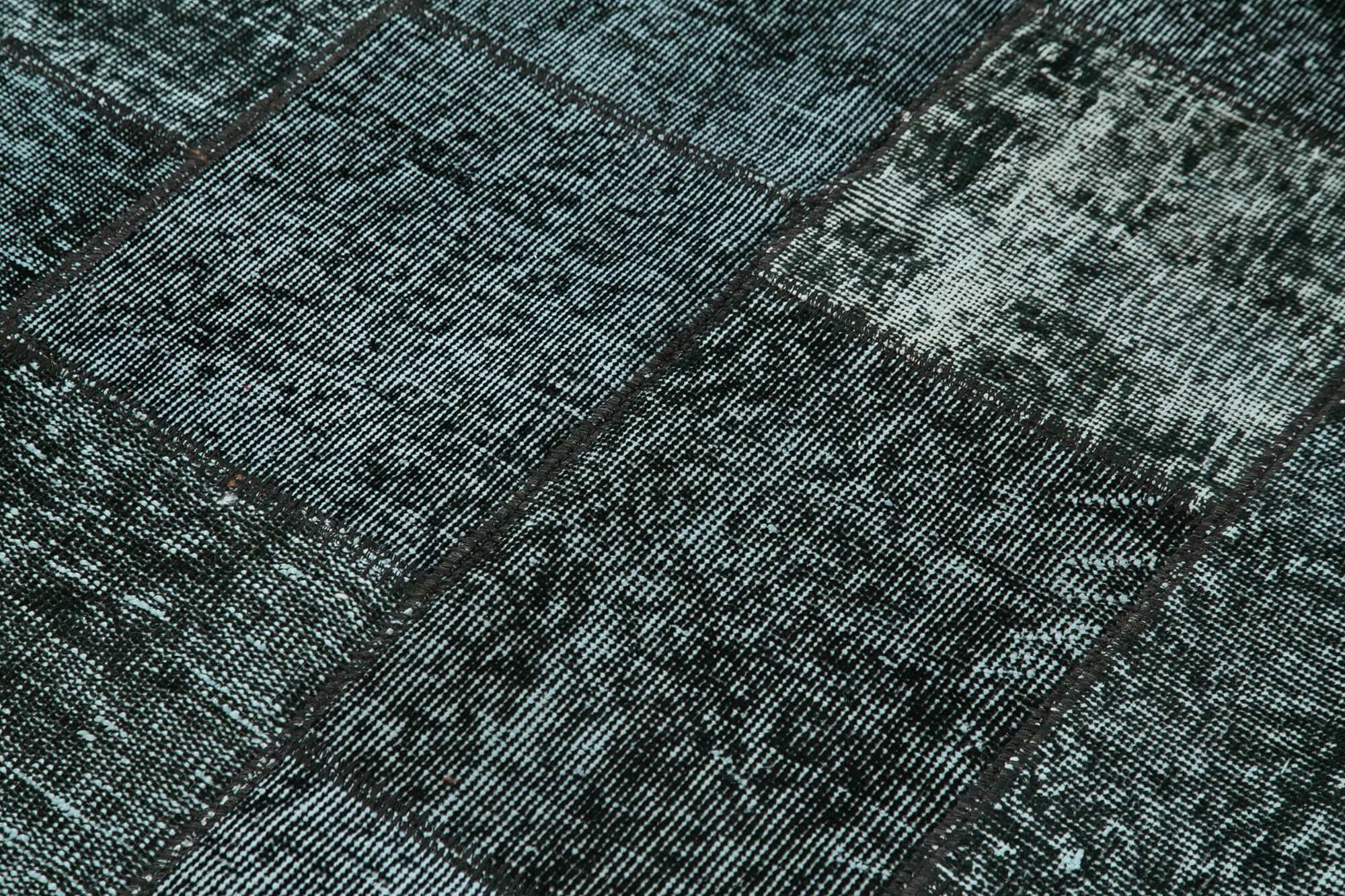 Kırk Yama Siyah Patchwork Pamuk Yün El Dokuma Halısı 134x204 Agacan