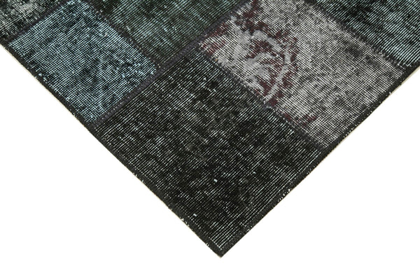 Kırk Yama Siyah Patchwork Pamuk Yün El Dokuma Halısı 135x201 Agacan