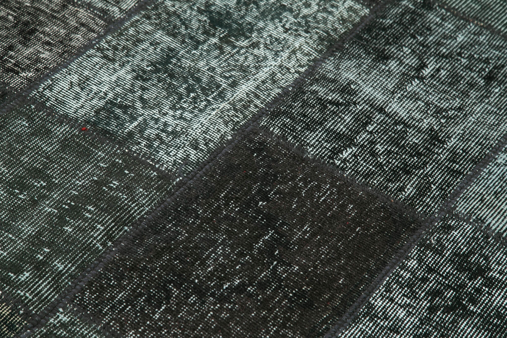 Kırk Yama Siyah Patchwork Pamuk Yün El Dokuma Halısı 135x201 Agacan