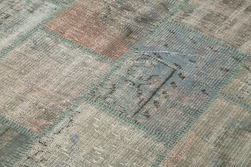 Kırk Yama Gri Patchwork Pamuk Yün El Dokuma Halısı 138x204 Agacan