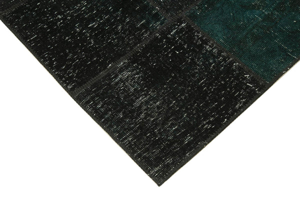 Kırk Yama Siyah Patchwork Pamuk Yün El Dokuma Halısı 146x209 Agacan