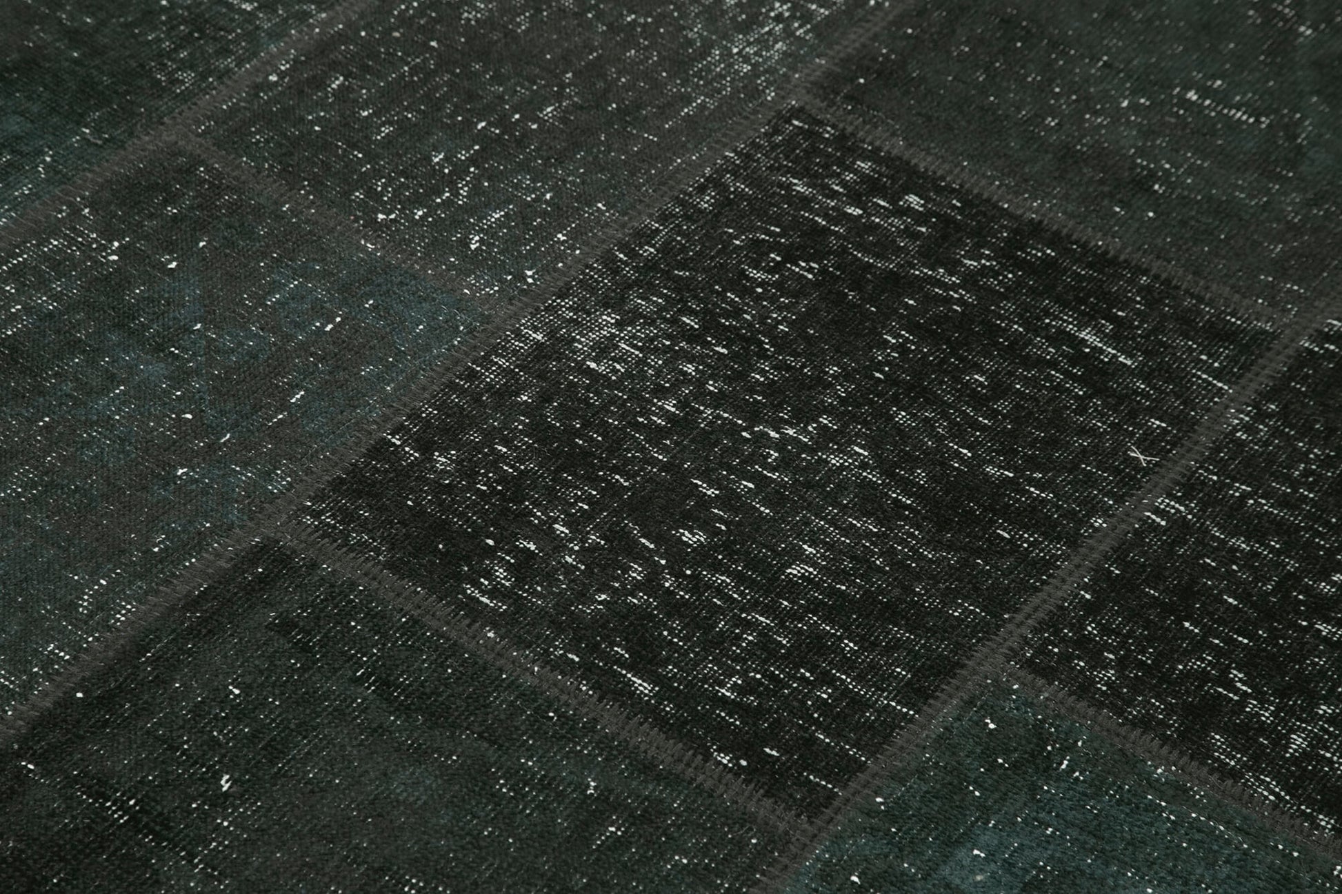 Kırk Yama Siyah Patchwork Pamuk Yün El Dokuma Halısı 146x209 Agacan