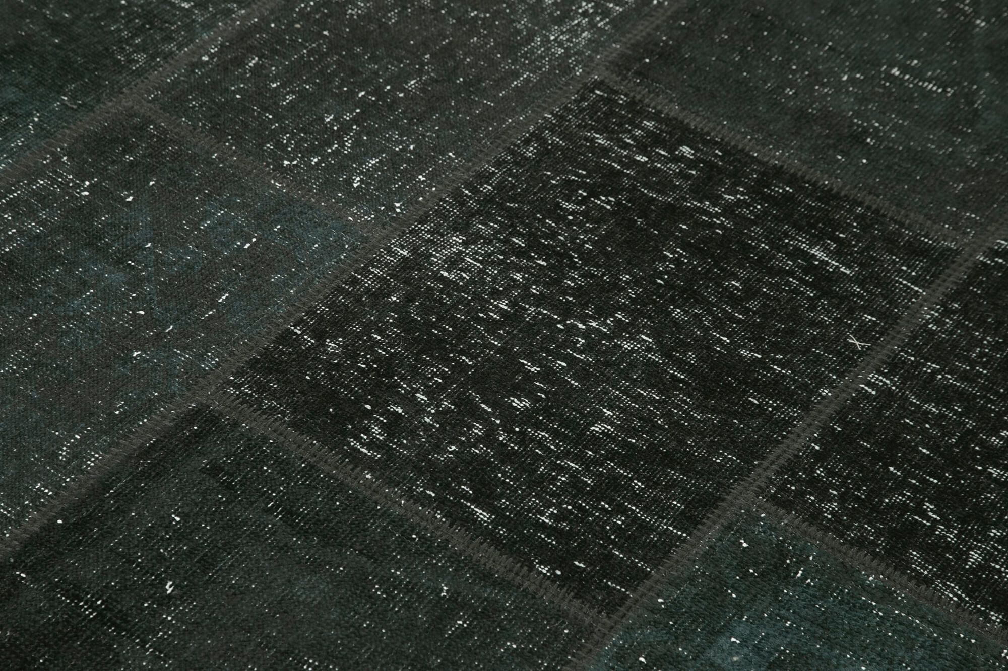 Kırk Yama Siyah Patchwork Pamuk Yün El Dokuma Halısı 146x209 Agacan