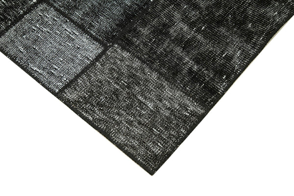 Kırk Yama Siyah Patchwork Pamuk Yün El Dokuma Halısı 135x206 Agacan