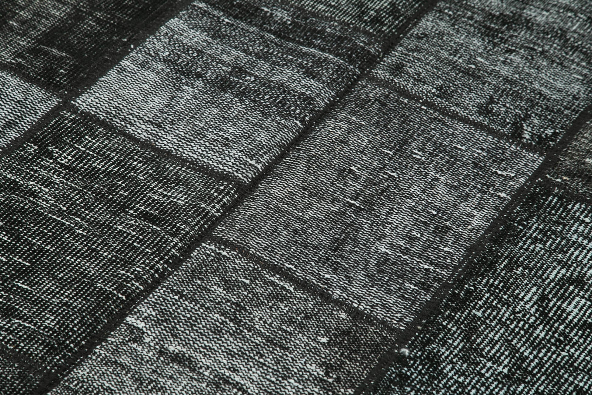 Kırk Yama Siyah Patchwork Pamuk Yün El Dokuma Halısı 135x206 Agacan