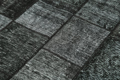 Kırk Yama Siyah Patchwork Pamuk Yün El Dokuma Halısı 135x206 Agacan