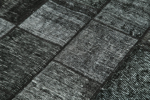 Kırk Yama Siyah Patchwork Pamuk Yün El Dokuma Halısı 135x206 Agacan